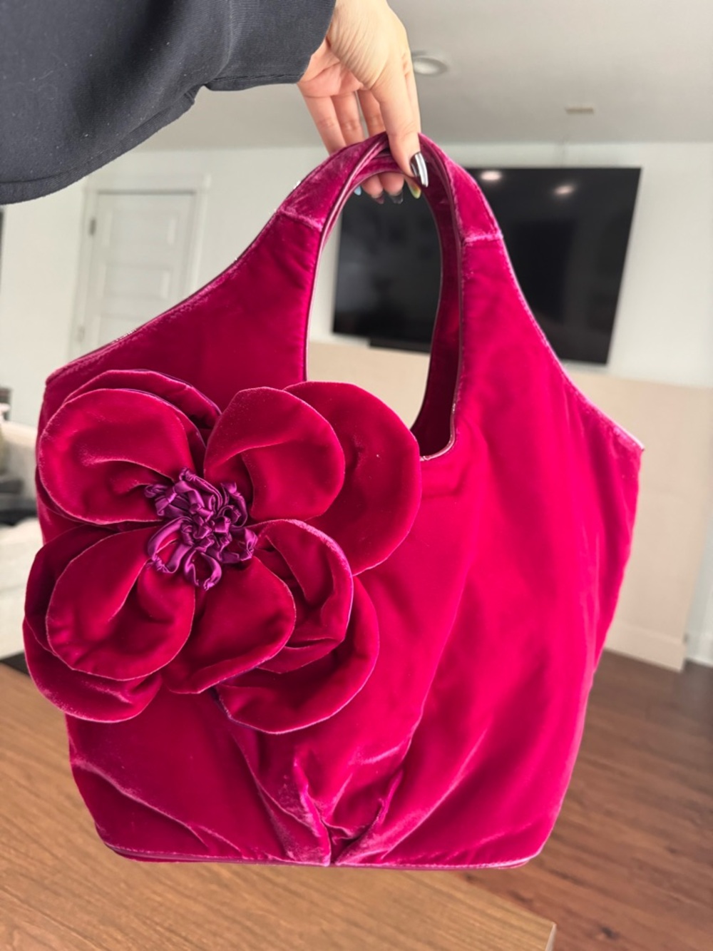 Vintage Kate Spade Velvet Flower Tote Bag